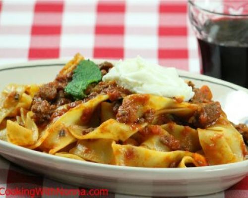 Pappardelle with Lamb Ragu` with Whipped Ricotta